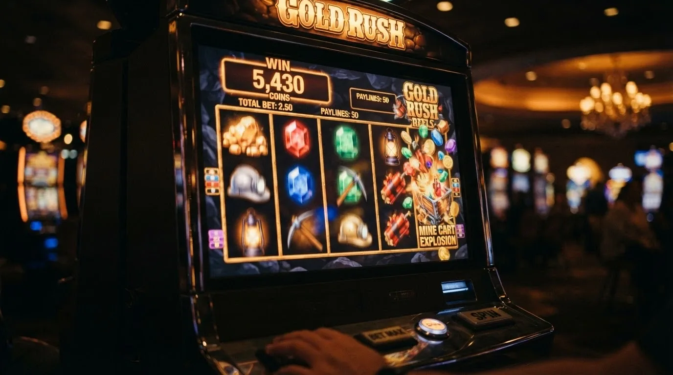 Pantalla del slot Bonanza Megaways con sus carretes dinámicos, el contador de líneas de pago y los símbolos de minería característicos de BTG