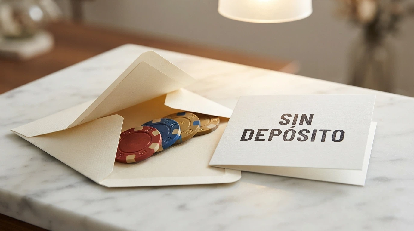Un sobre de regalo abierto con billetes de 20 € asomando y una tarjeta de felicitación que pone «Sin depósito»