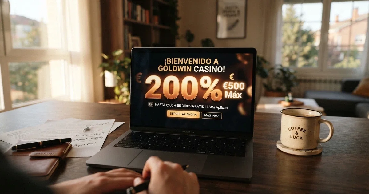 Interfaz de un casino online español mostrando una oferta de bono de bienvenida del 200% con el porcentaje destacado en pantalla