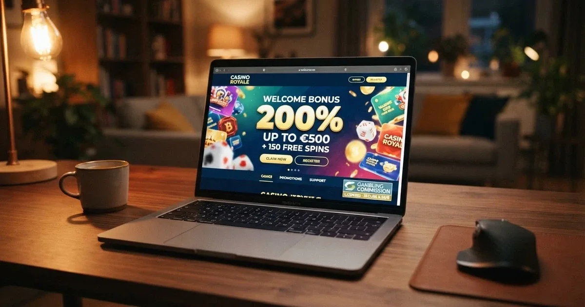 Pantalla de inicio de un casino online con el sello de licencia de Anjouan visible en el pie de página