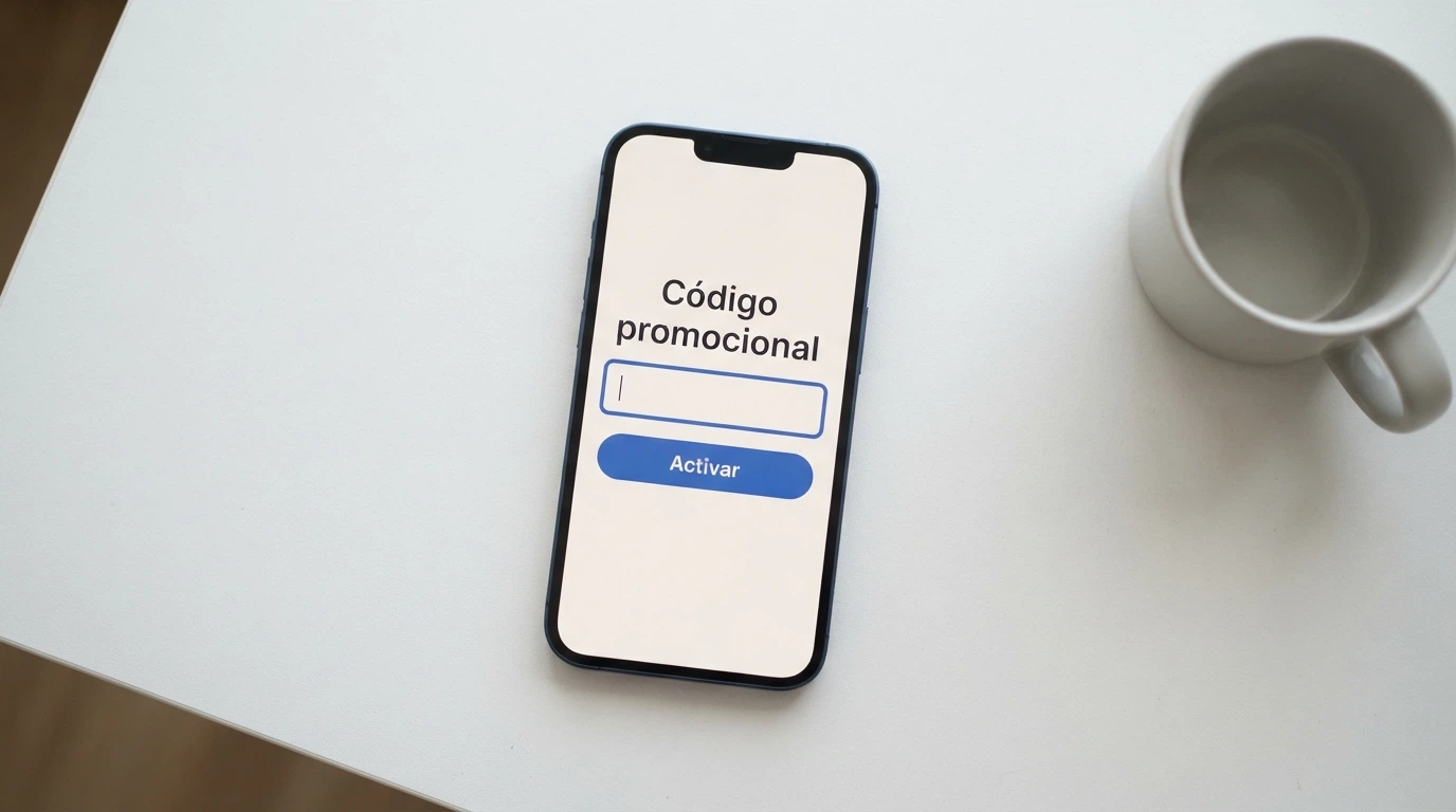 Un campo de texto para introducir un código promocional en la pantalla de registro de un casino online
