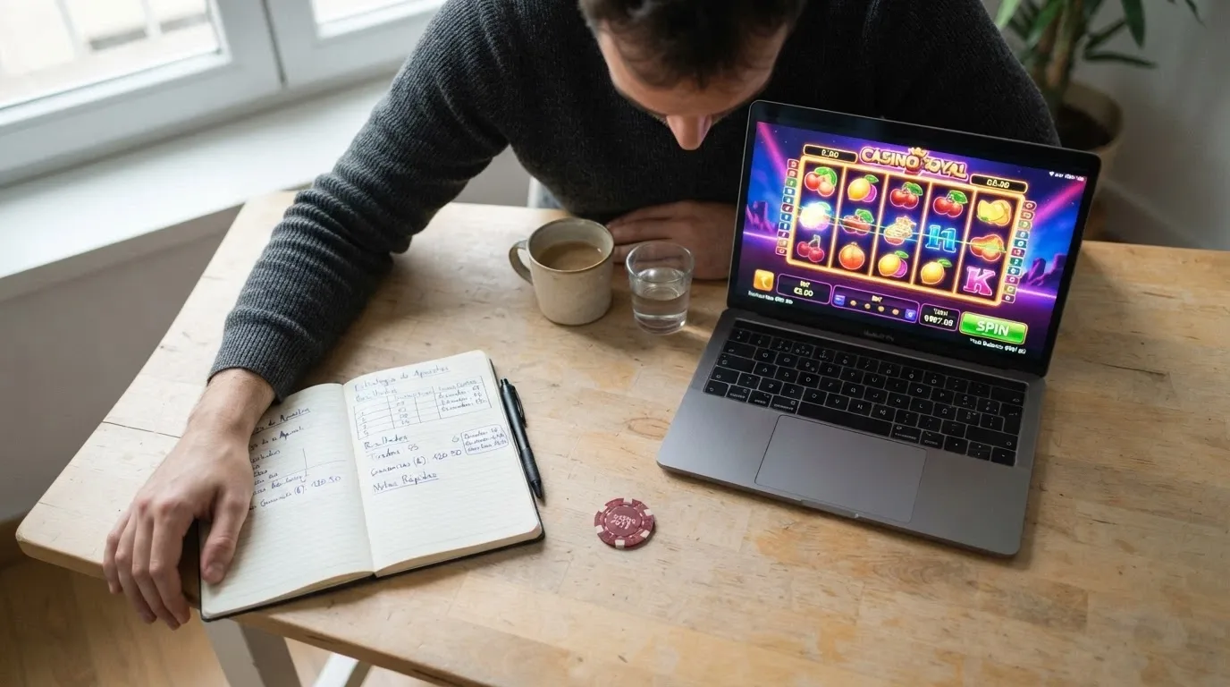 Interfaz de una tabla comparativa con nombres de casinos, número de tiradas gratis y requisitos de rollover