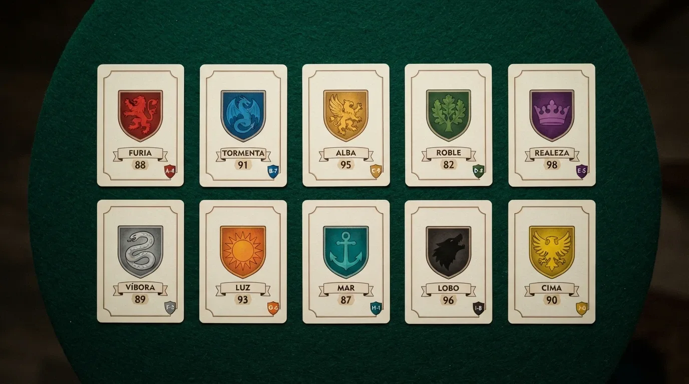 Diez tarjetas de casino alineadas en una cuadrícula de comparación, cada una con su logotipo, puntuación visual y distintivo de licencia, ordenadas de izquierda a derecha