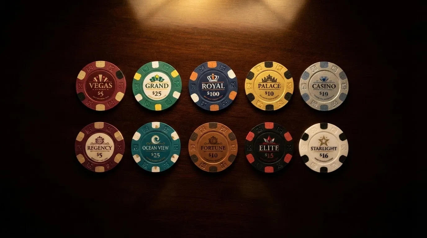 Composición con los logotipos de los diez casinos revisados dispuestos en dos filas sobre un fondo oscuro con acentos dorados.