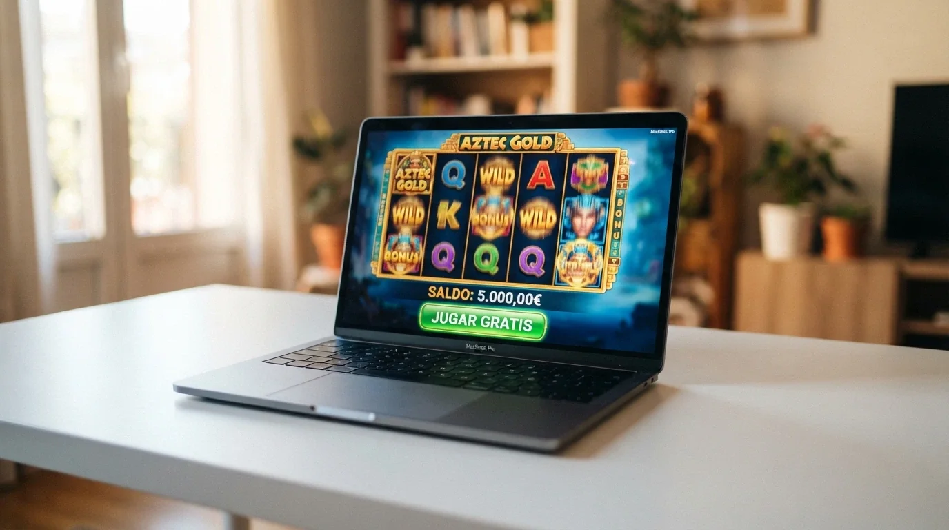 Pantalla de un slot de Big Time Gaming en modo demo con fichas virtuales y la opción de jugar gratis visible en la interfaz