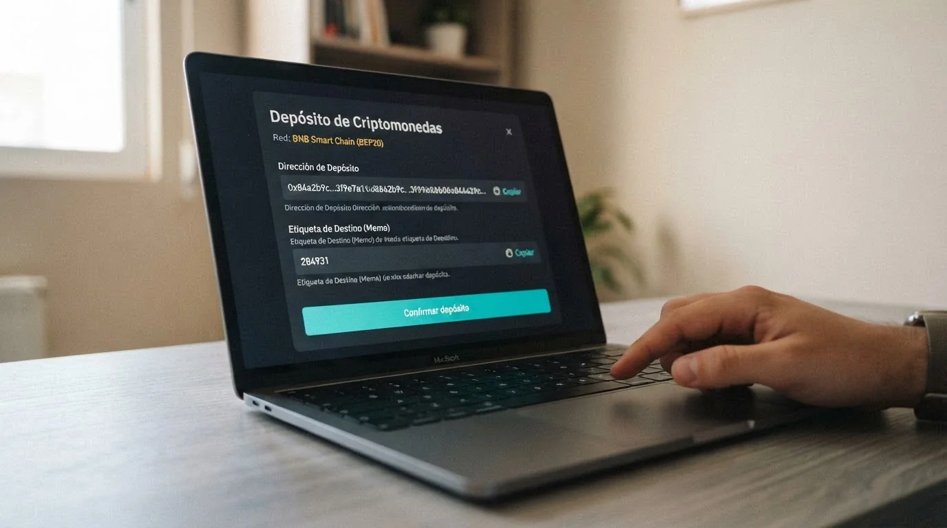 Pantalla de depósito en un casino online con el campo de dirección XRP y destination tag visibles