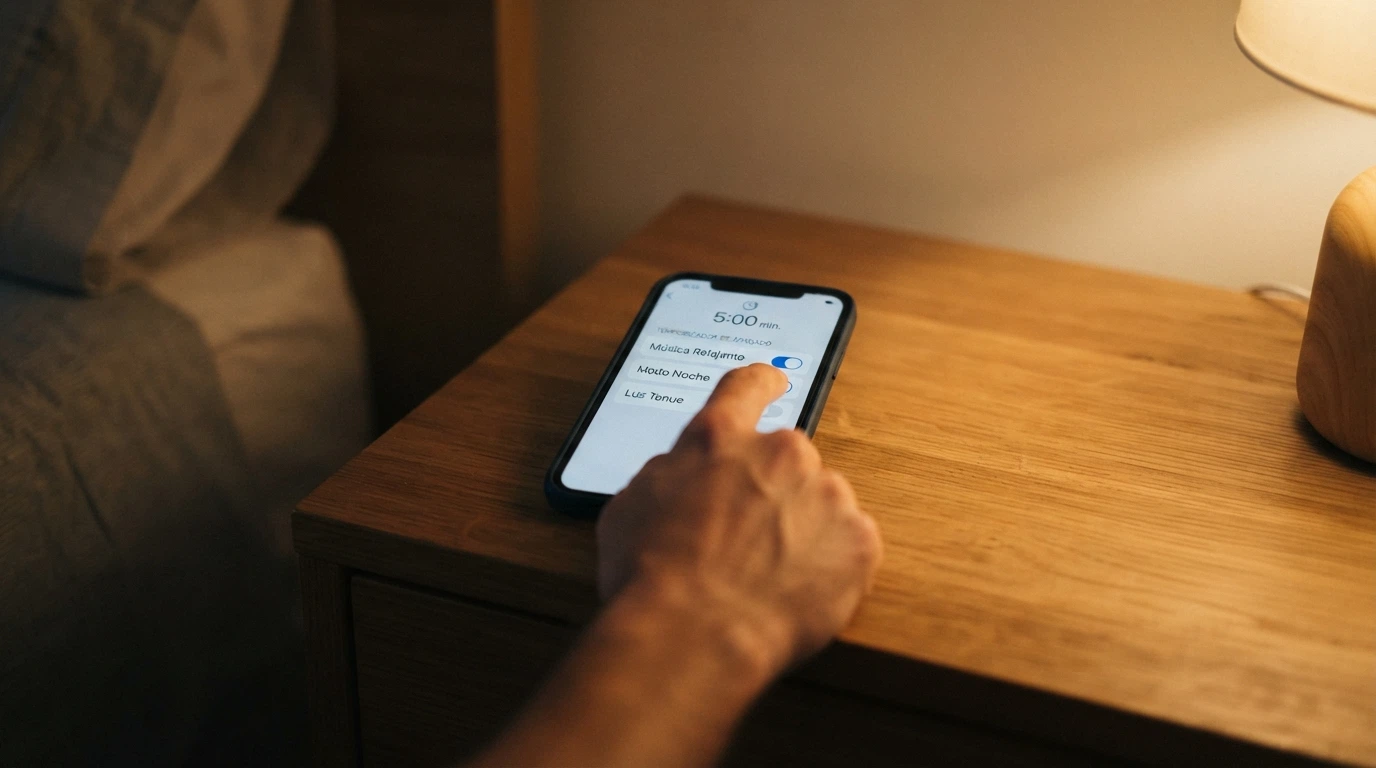 Un panel de control con interruptores etiquetados como «límite de depósito», «límite de sesión» y «autoexclusión», con un reloj que marca 5 minutos