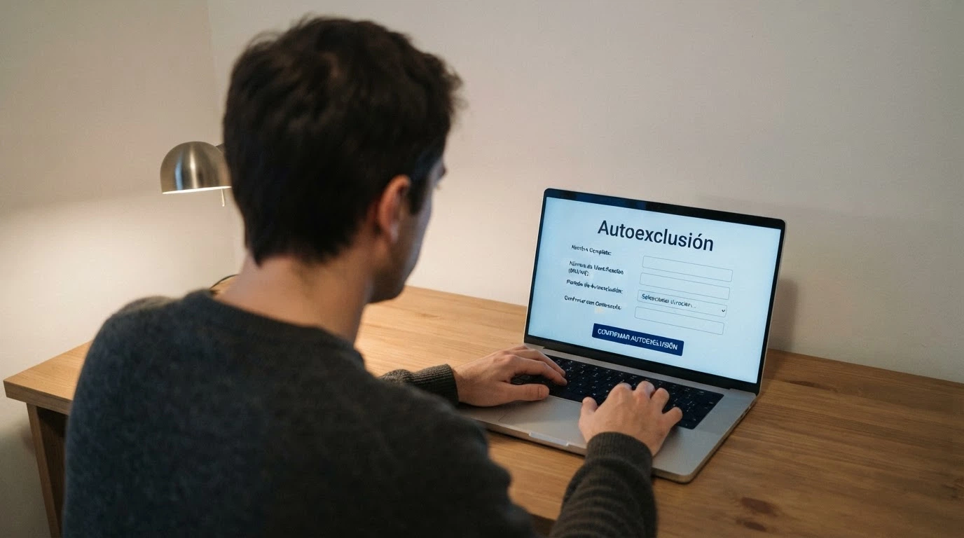 Una persona teclea una solicitud de autoexclusión en la web de la DGOJ