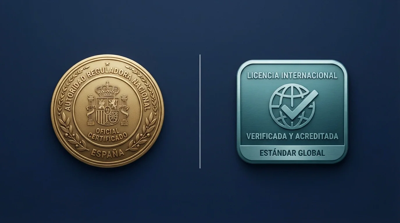 Sello oficial de la Dirección General de Ordenación del Juego junto al icono de una licencia internacional de Curaçao