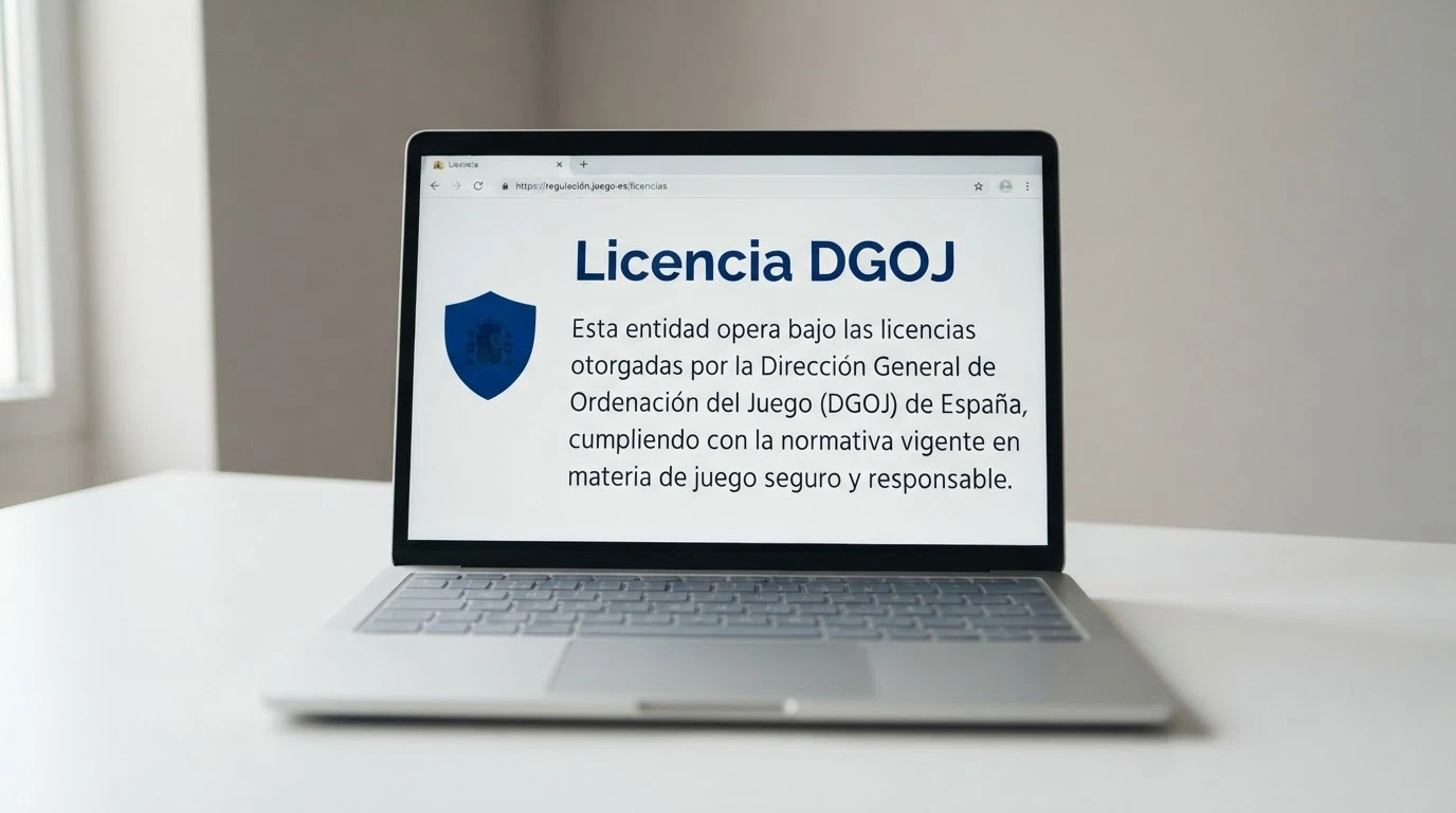 El logotipo oficial de la DGOJ junto al dominio .es en la pantalla de un ordenador