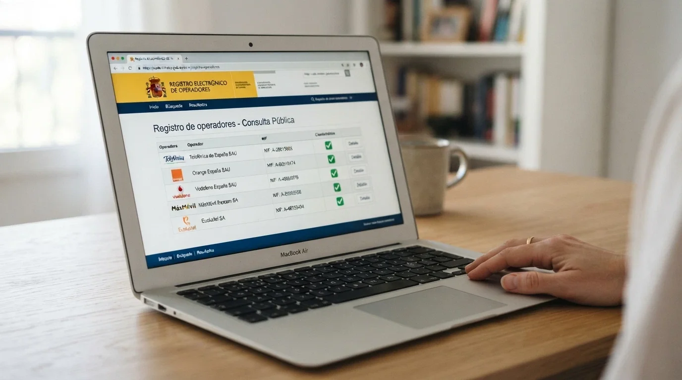 Pantalla del registro público de la DGOJ en ordenacionjuego.es con el listado de operadores autorizados y el dominio .es resaltado.
