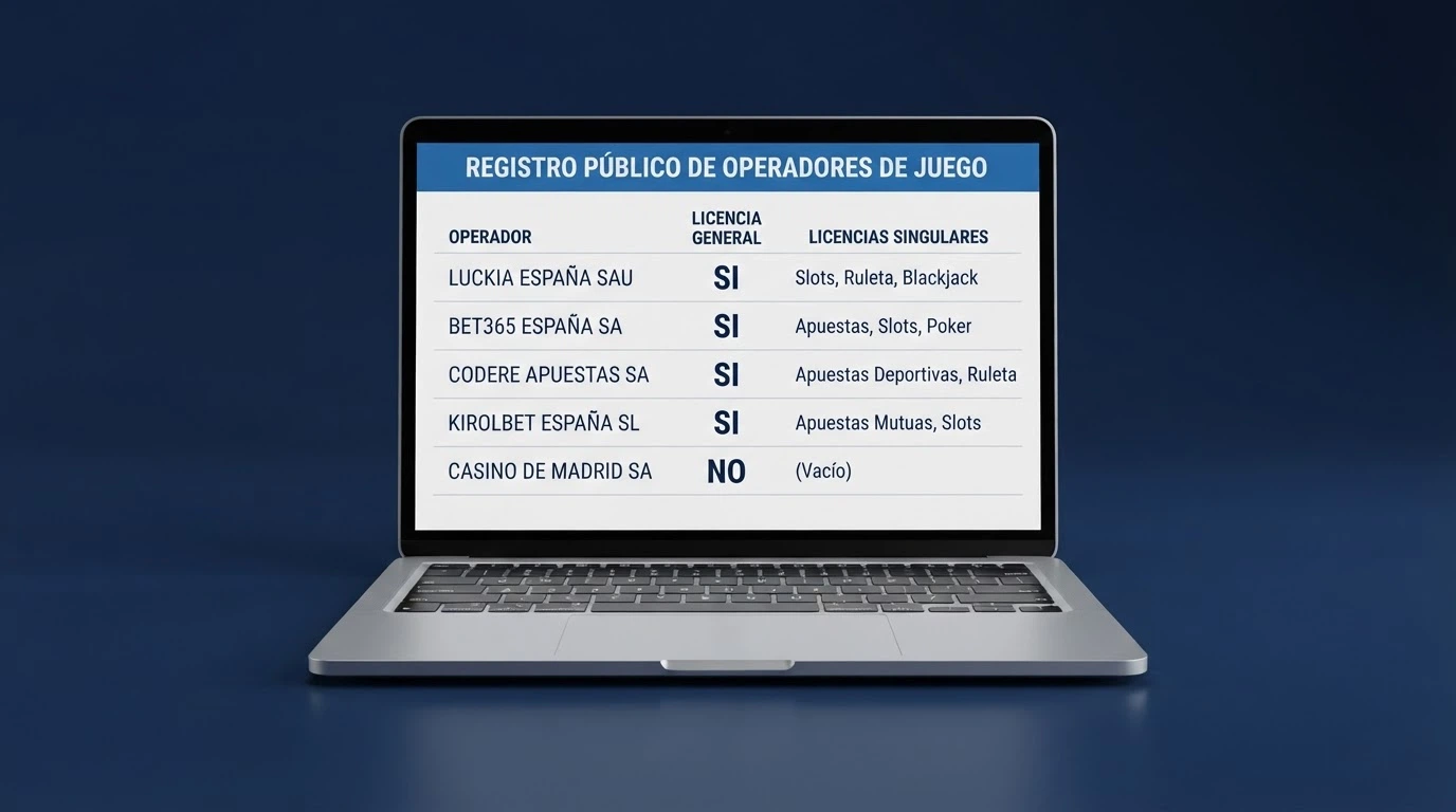 Captura del buscador de operadores de ordenacionjuego.es mostrando los datos de Casino Barcelona Interactivo S.A.