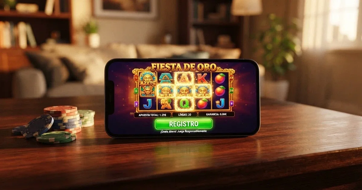 Interfaz de un casino online con licencia DGOJ mostrando una promoción de giros gratis sin depósito junto al botón de registro