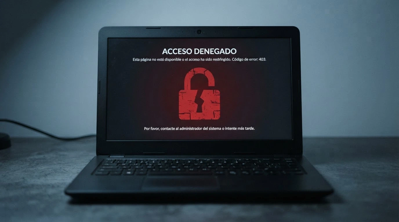 Pantalla de advertencia con un candado roto y la frase «sin licencia» sobre el logotipo de un casino genérico