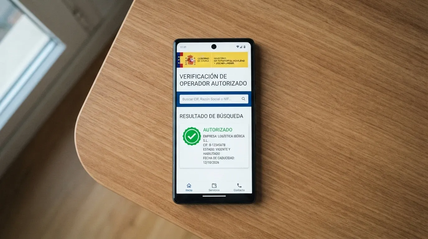 Una pantalla de móvil mostrando la web ordenacionjuego.es con el buscador de operadores autorizados y el resultado de una consulta con el sello de la Dirección General de Ordenación del Juego